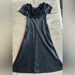 Baltic Born, Size Medium, Satin Blue Midi Dress